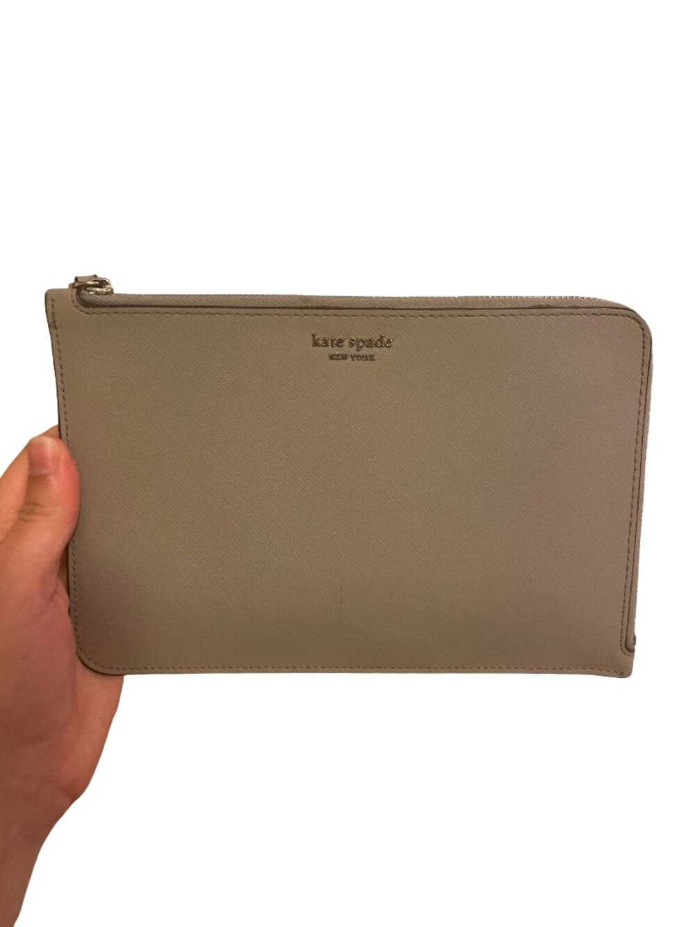 kate spade Taupe Leather Wristlet Clutch